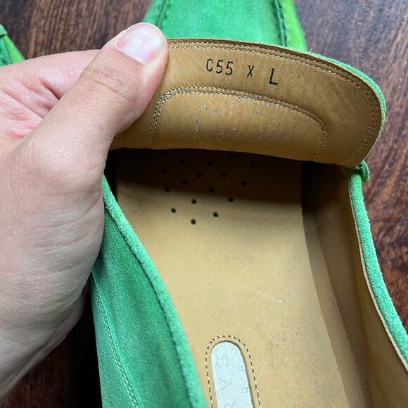 Harry's of London Neon / Lime Green Suede Moccasin Drivers Loafers Made in Italy - Picture 6 of 7